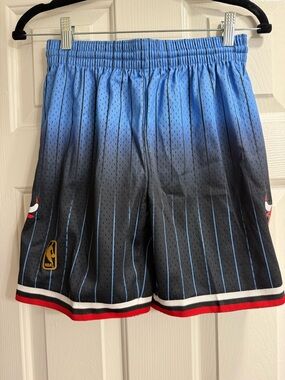Mitchell & Ness Blue to Black Gradient Pinstripe NBA Shorts